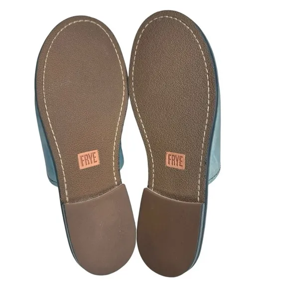 FRYE Robin Slide Women’s Blue Leather Sandals Slip On, Slides Shoes. Size 7