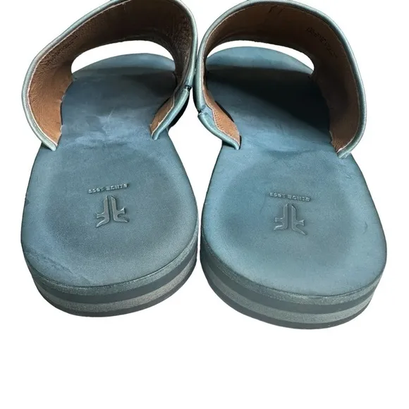 FRYE Robin Slide Women’s Blue Leather Sandals Slip On, Slides Shoes. Size 7