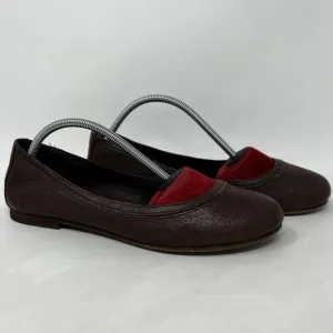 Frye Shoes Womens 7.5 M Carson Ballet Flat Slip on Brown Leather Round Toe