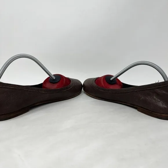 Frye Shoes Womens 7.5 M Carson Ballet Flat Slip on Brown Leather Round Toe