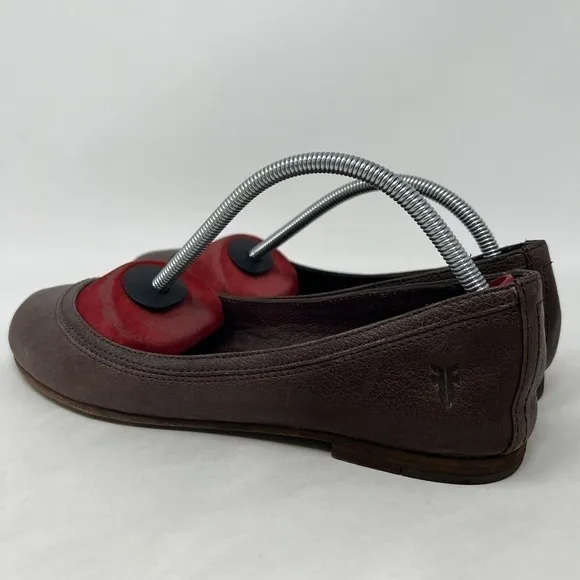 Frye Shoes Womens 7.5 M Carson Ballet Flat Slip on Brown Leather Round Toe
