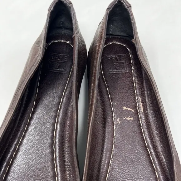 Frye Shoes Womens 7.5 M Carson Ballet Flat Slip on Brown Leather Round Toe