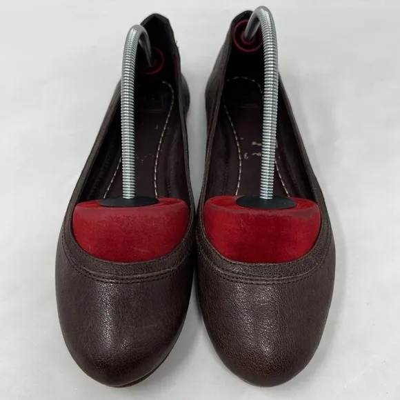 Frye Shoes Womens 7.5 M Carson Ballet Flat Slip on Brown Leather Round Toe