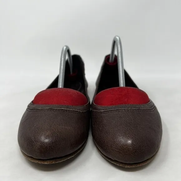 Frye Shoes Womens 7.5 M Carson Ballet Flat Slip on Brown Leather Round Toe