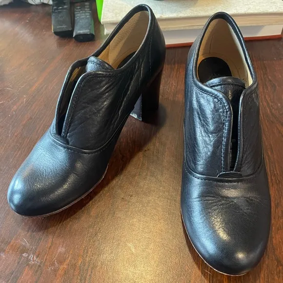 Frye Stella Country Leather Slip-on Shoes Oxford w/Heel Round Toe