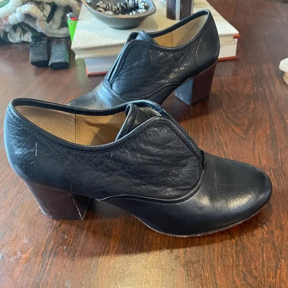 Frye Stella Country Leather Slip-on Shoes Oxford w/Heel Round Toe