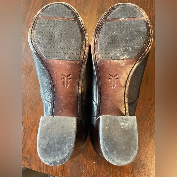 Frye Stella Country Leather Slip-on Shoes Oxford w/Heel Round Toe