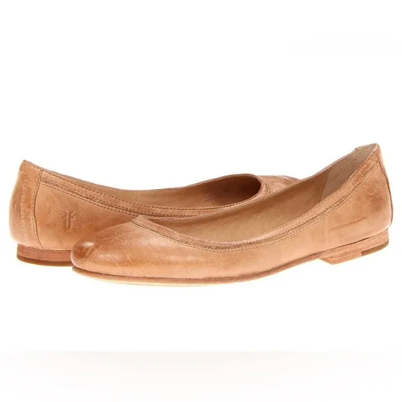 Frye Tan Leather ballet flats Sz 8.5 Carson Casual Neutral