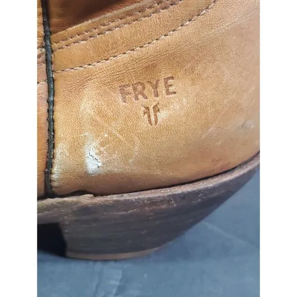 Frye Unisex Western Cowboy Cattleman Boots Size 9D Leather Tan USA