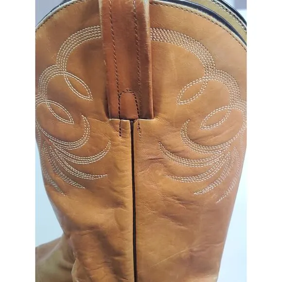 Frye Unisex Western Cowboy Cattleman Boots Size 9D Leather Tan USA