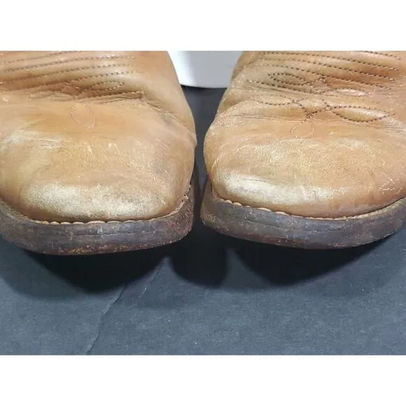 Frye Unisex Western Cowboy Cattleman Boots Size 9D Leather Tan USA