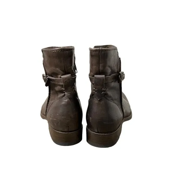 Frye Womens Dark Brown Leather Melissa Seam Short Side Zip Ankle Boots Size 6
