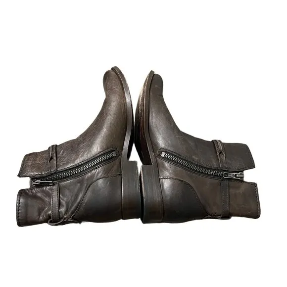 Frye Womens Dark Brown Leather Melissa Seam Short Side Zip Ankle Boots Size 6