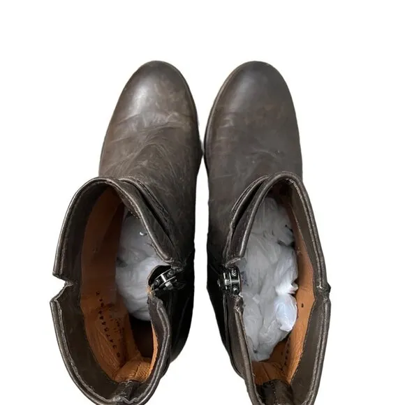 Frye Womens Dark Brown Leather Melissa Seam Short Side Zip Ankle Boots Size 6