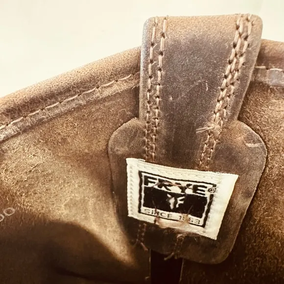 Frye Women's Motorcycle Harness Boots Leather Brown Square Toe Size 6 M