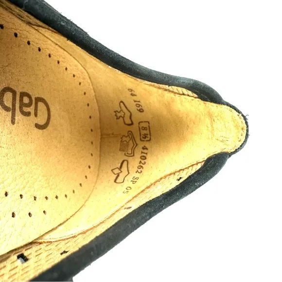 Gabor Flats US 11 Black Suede Perforated Slip On Shoes Womens Comfort UK 8.5