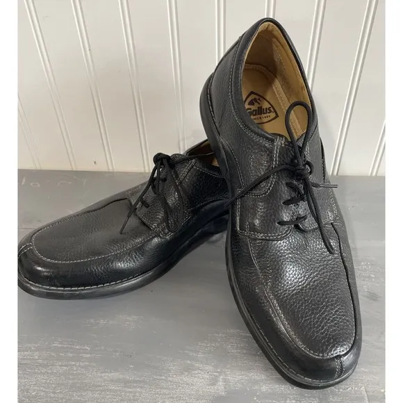 GALLUS Myron Black Pebbled Leather Oxford Lace Up‎ Apron Toe Men Shoes 10.5M
