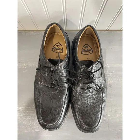GALLUS Myron Black Pebbled Leather Oxford Lace Up‎ Apron Toe Men Shoes 10.5M