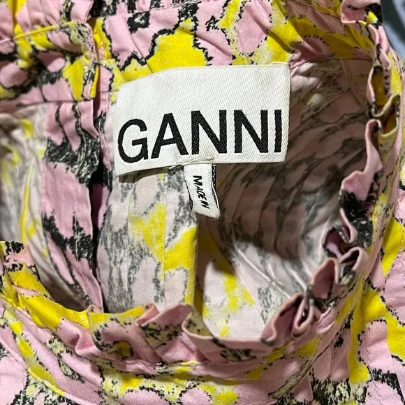 Ganni  Designer Women Dress in Pink, Yellow, and Black Animal Print