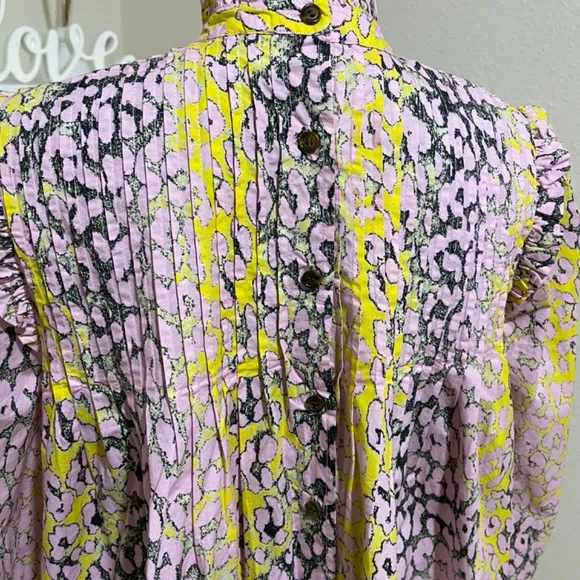 Ganni  Designer Women Dress in Pink, Yellow, and Black Animal Print
