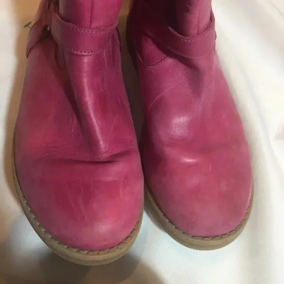 Garnet Hill Pink Leather Harness Boots Sz 5