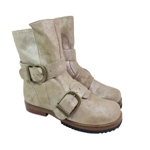 Gee Wawa Anthropologie Womens Size 6 Beige Leather Side Zip Buckle Boots