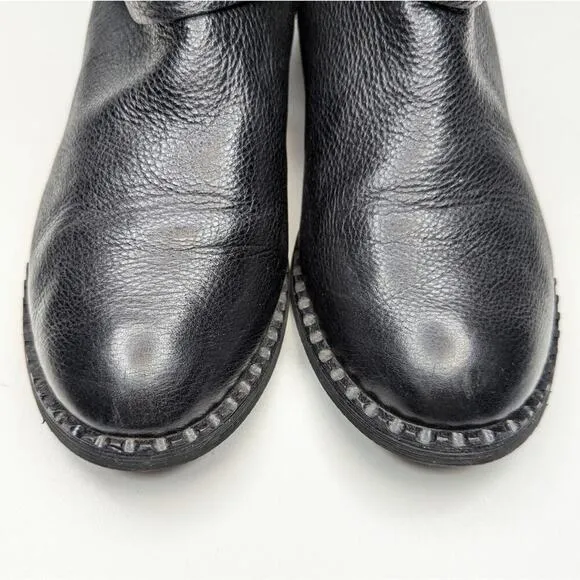 Gentle Souls ankle boots black leather moto buckle harness side zip size 8.5