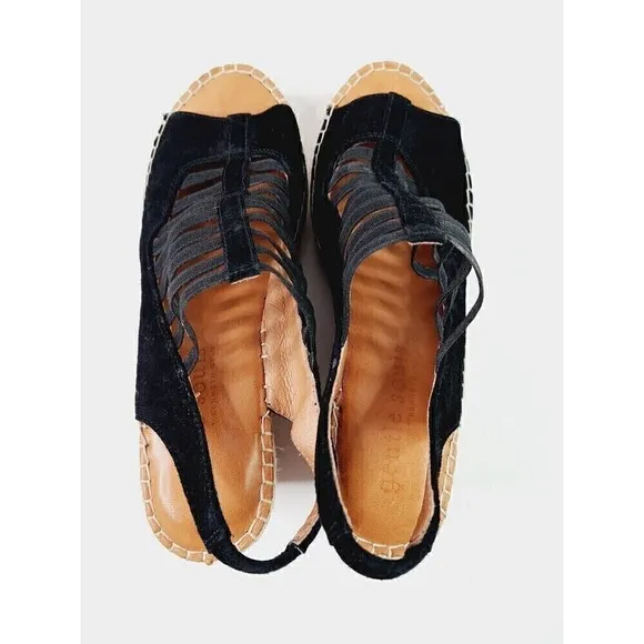 Gentle Souls by Kenneth Cole Womens Charli Elastic Slingback Wedges Black SZ 8.5