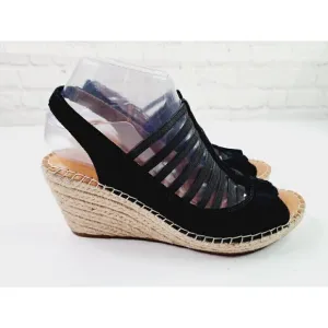 Gentle Souls by Kenneth Cole Womens Charli Elastic Slingback Wedges Black SZ 8.5