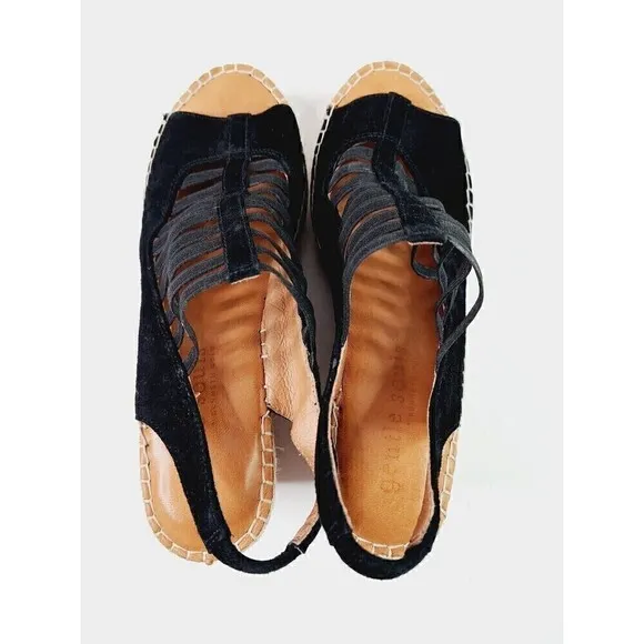 Gentle Souls by Kenneth Cole Womens Charli Elastic Slingback Wedges Black SZ 8.5