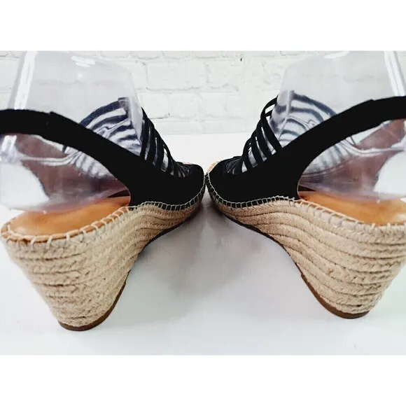 Gentle Souls by Kenneth Cole Womens Charli Elastic Slingback Wedges Black SZ 8.5
