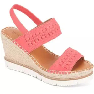Gentle Souls Elyssa Two-Band Braid Wedge Heel Sandals 7.5 Coral