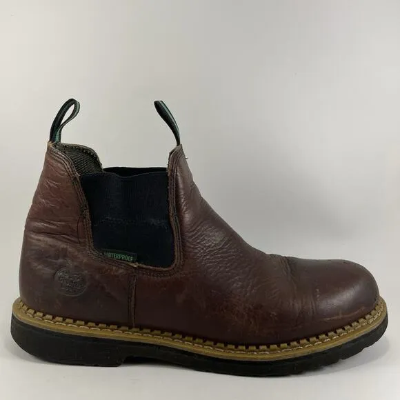 Georgia Boots High Romeo Waterproof Boots Mens Size 13 Brown Leather Hard Toe
