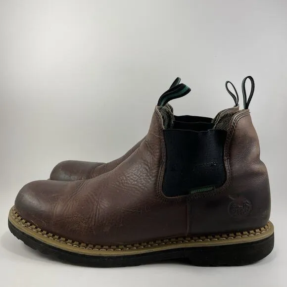 Georgia Boots High Romeo Waterproof Boots Mens Size 13 Brown Leather Hard Toe