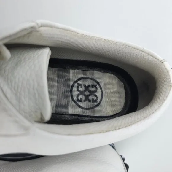 G/FORE Gallivanter Stud Cap Toe Spikeless Golf Shoes White Leather Black 8.5
