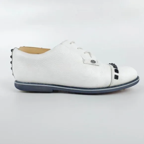G/FORE Gallivanter Stud Cap Toe Spikeless Golf Shoes White Leather Black 8.5