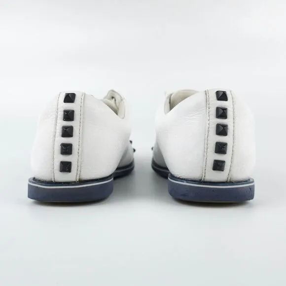 G/FORE Gallivanter Stud Cap Toe Spikeless Golf Shoes White Leather Black 8.5