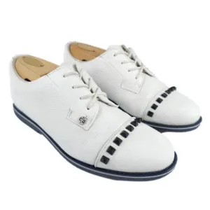 G/FORE Gallivanter Stud Cap Toe Spikeless Golf Shoes White Leather Black 8.5