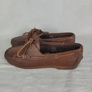GH Bass Co Boat Dock Shoes Men's Size 9.5 Brown Leather Slip-On Lace Up #0929