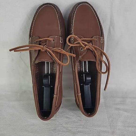 GH Bass Co Boat Dock Shoes Men's Size 9.5 Brown Leather Slip-On Lace Up #0929