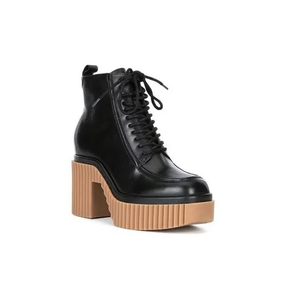 Gianni Bini Haislee Lace-Up Block Heel Leather Platform Sz 8.5