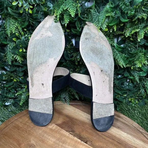 GIANVITO ROSSI Flats Women 41EU/10US Black Made In Italy Suede Sandals 2270
