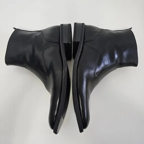 Giorgio Brutini Fielding Black Plain Toe Genuine Leather Zip Side Boots Size 8