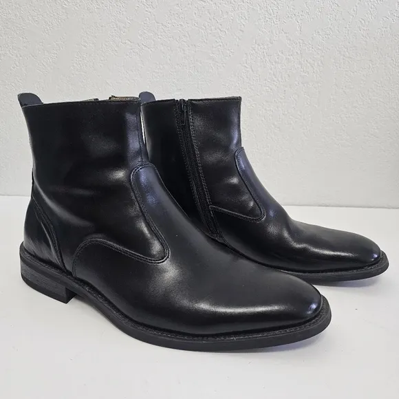 Giorgio Brutini Fielding Black Plain Toe Genuine Leather Zip Side Boots Size 8