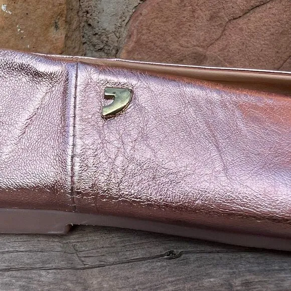 Gioseppo Anthropologie Metallic Pink Rose Pointed Ballet Flats Sz EU 38, US 7.5M