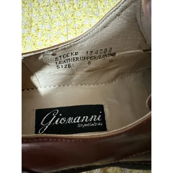 Giovanni Men's  Brown Leather Dress Shoes Lace Up Square Toe 174088 SZ 8