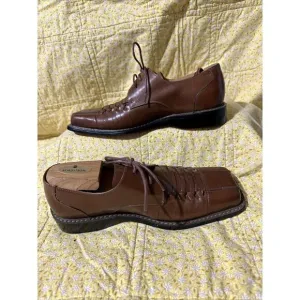 Giovanni Men's  Brown Leather Dress Shoes Lace Up Square Toe 174088 SZ 8