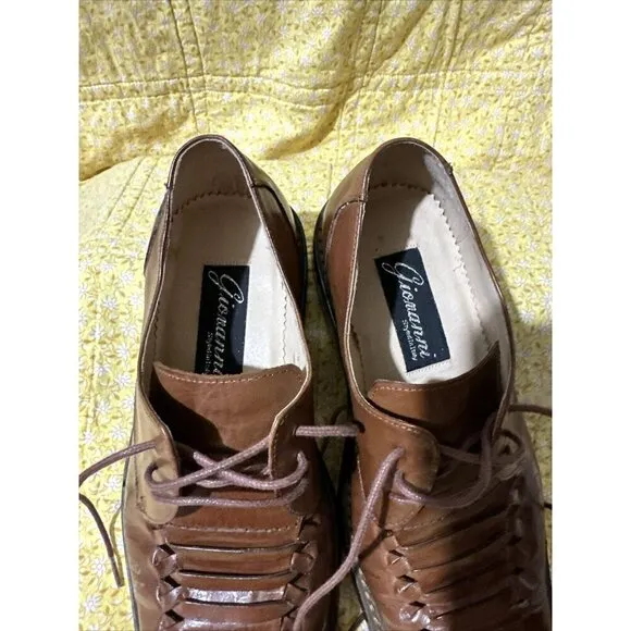Giovanni Men's  Brown Leather Dress Shoes Lace Up Square Toe 174088 SZ 8