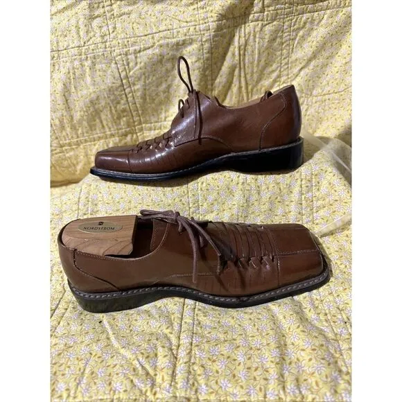 Giovanni Men's  Brown Leather Dress Shoes Lace Up Square Toe 174088 SZ 8