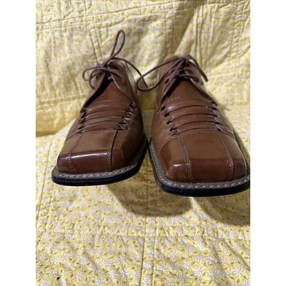 Giovanni Men's  Brown Leather Dress Shoes Lace Up Square Toe 174088 SZ 8